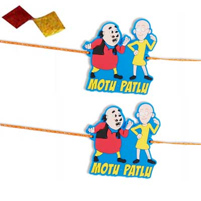 "Motu Patlu Kids Rakhi - KID-7160A -016- (2 RAKHIS) - Click here to View more details about this Product